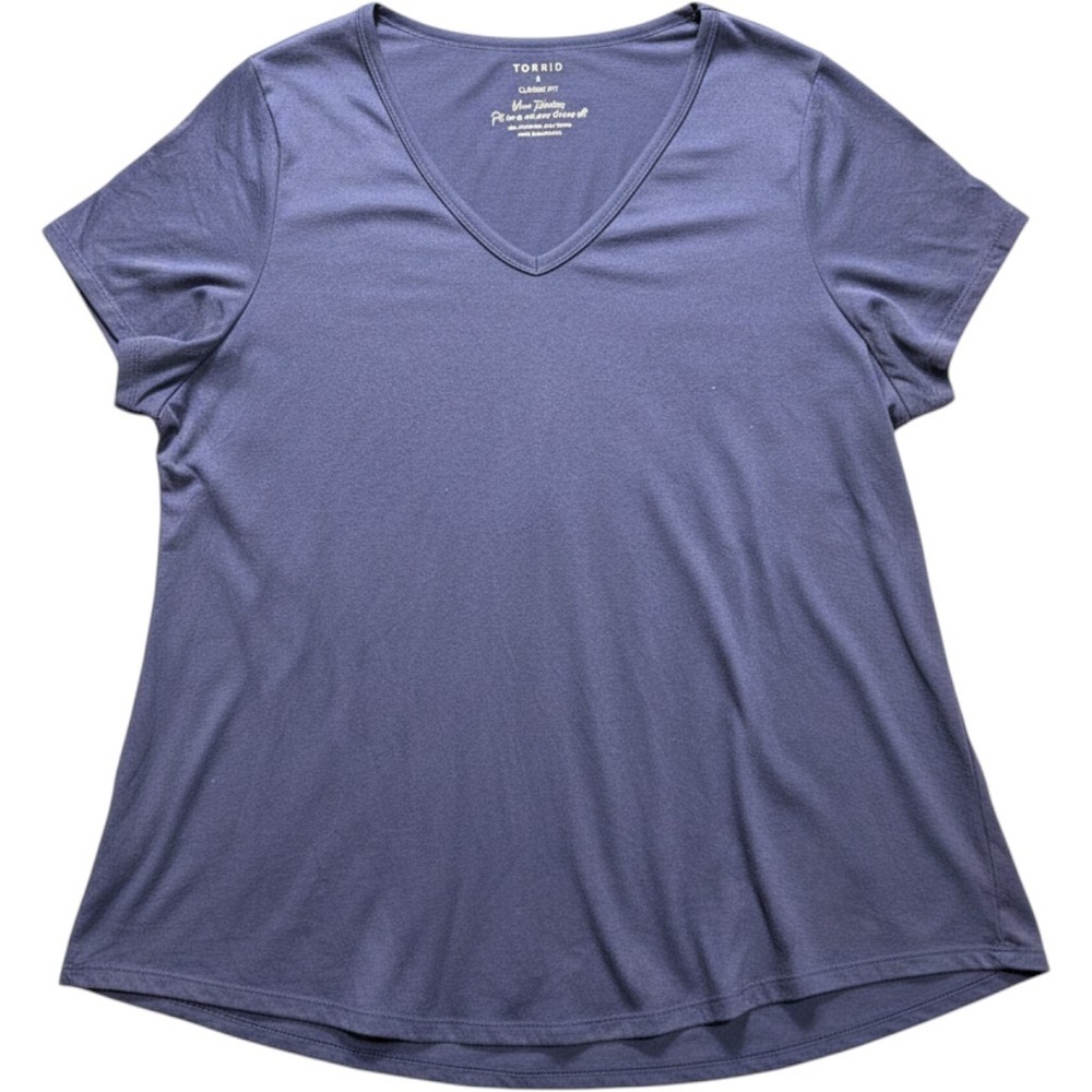 Torrid V-Neck T-Shirt Women 4 Navy Blue Classic Fit Short Sleeve